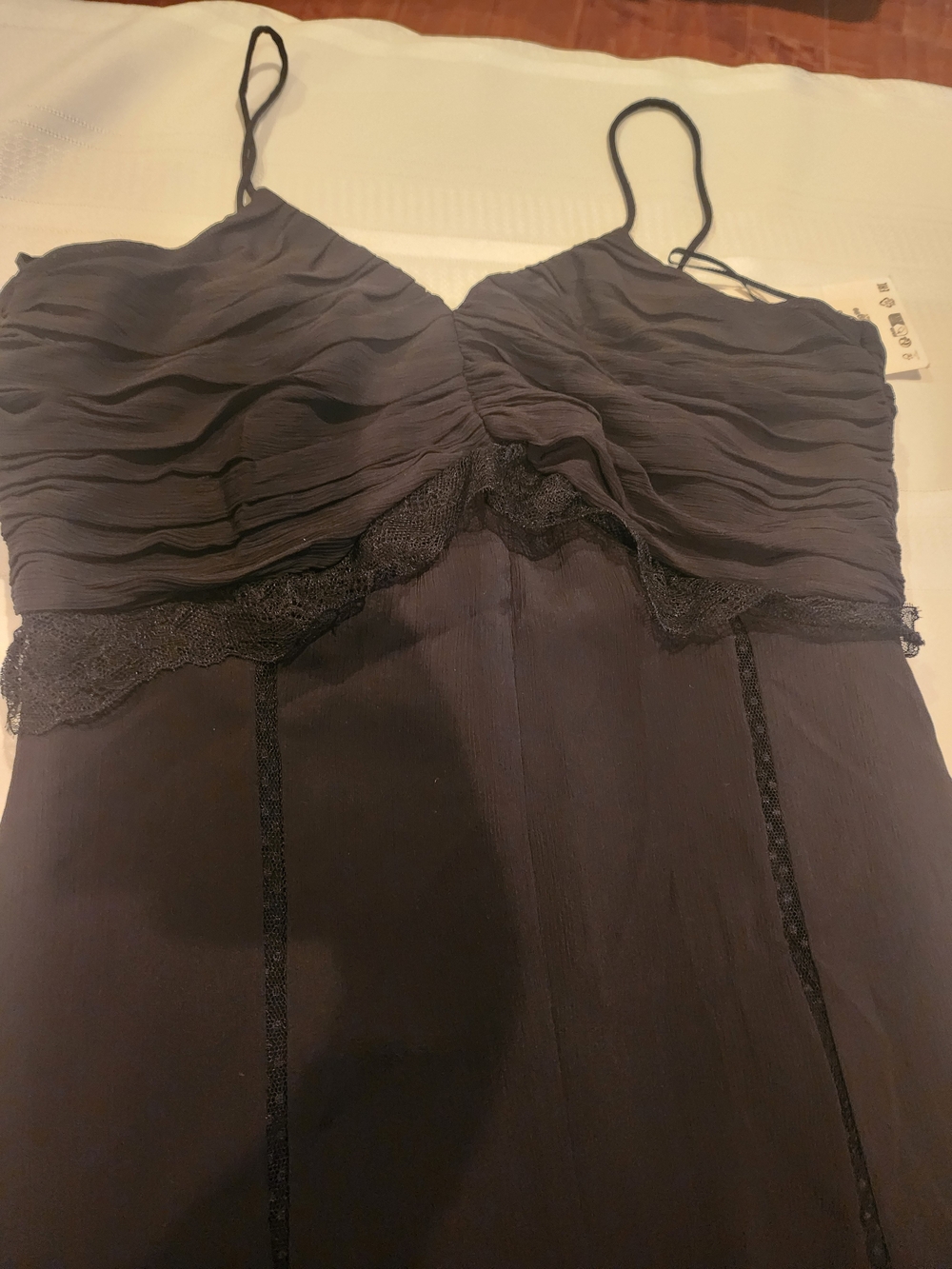 Zara Black Spaghetti Strap Ruched Bodice Dress